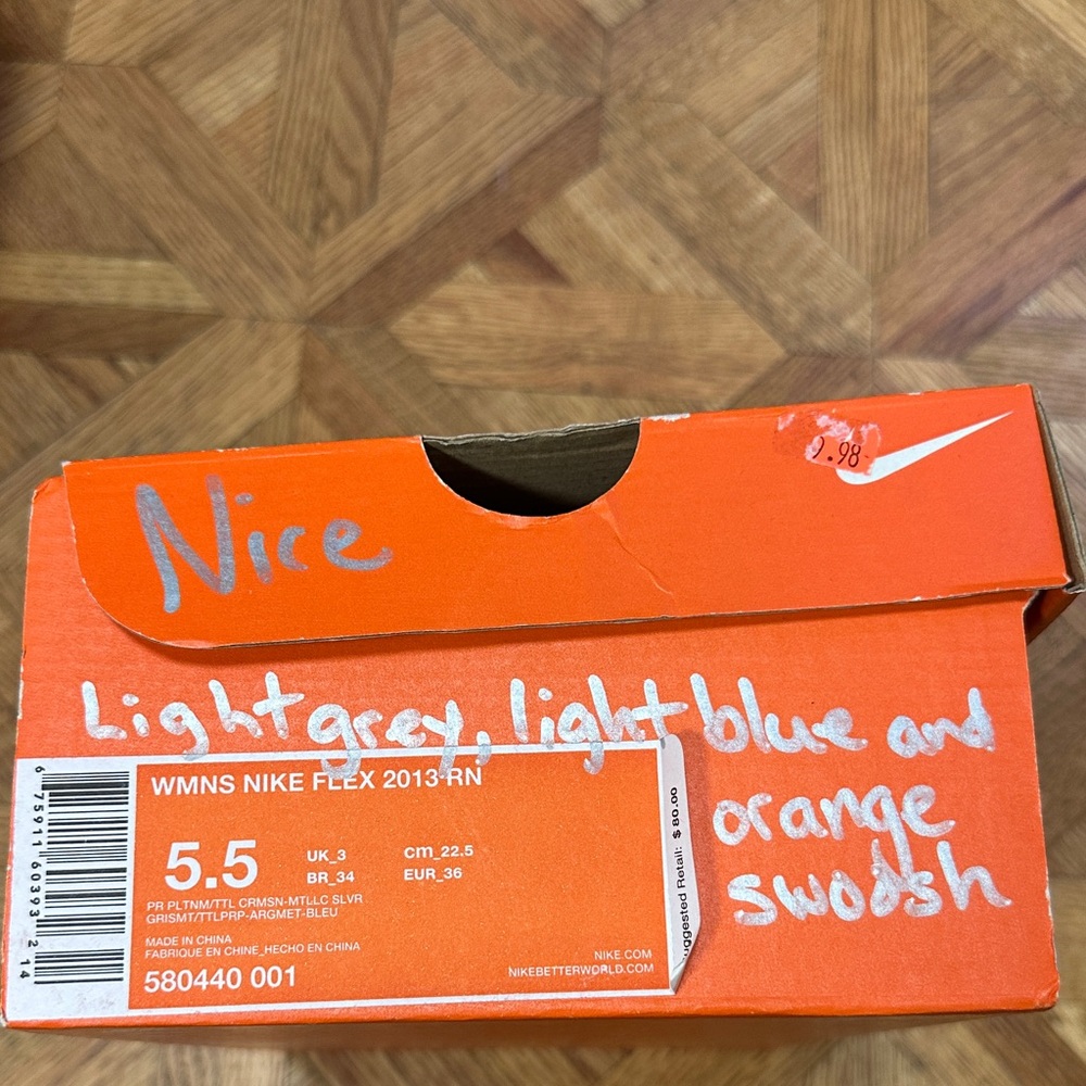 Nike Gray and Blue Sneakers with Orange Swoosh - Picture 4 of 4